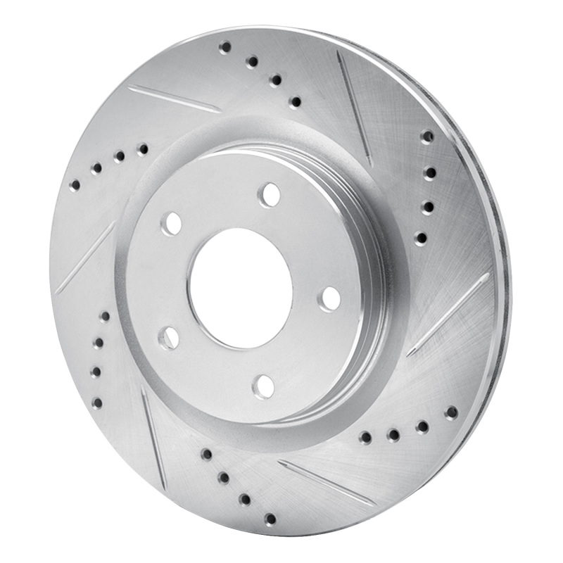 Nissan Juke Brake Rotor (1) - Front Right - R1 Concepts - Drilled & Slotted - Silver - `11-`19